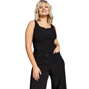ROYALTY BY MALUMA Women's Corset Crop Top Black Size 14 Square Neck Tank NWT